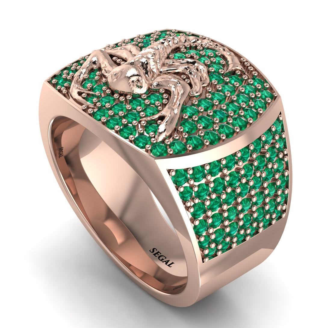 Scorpion Men Emerald Signet Ring - Sean No. 5